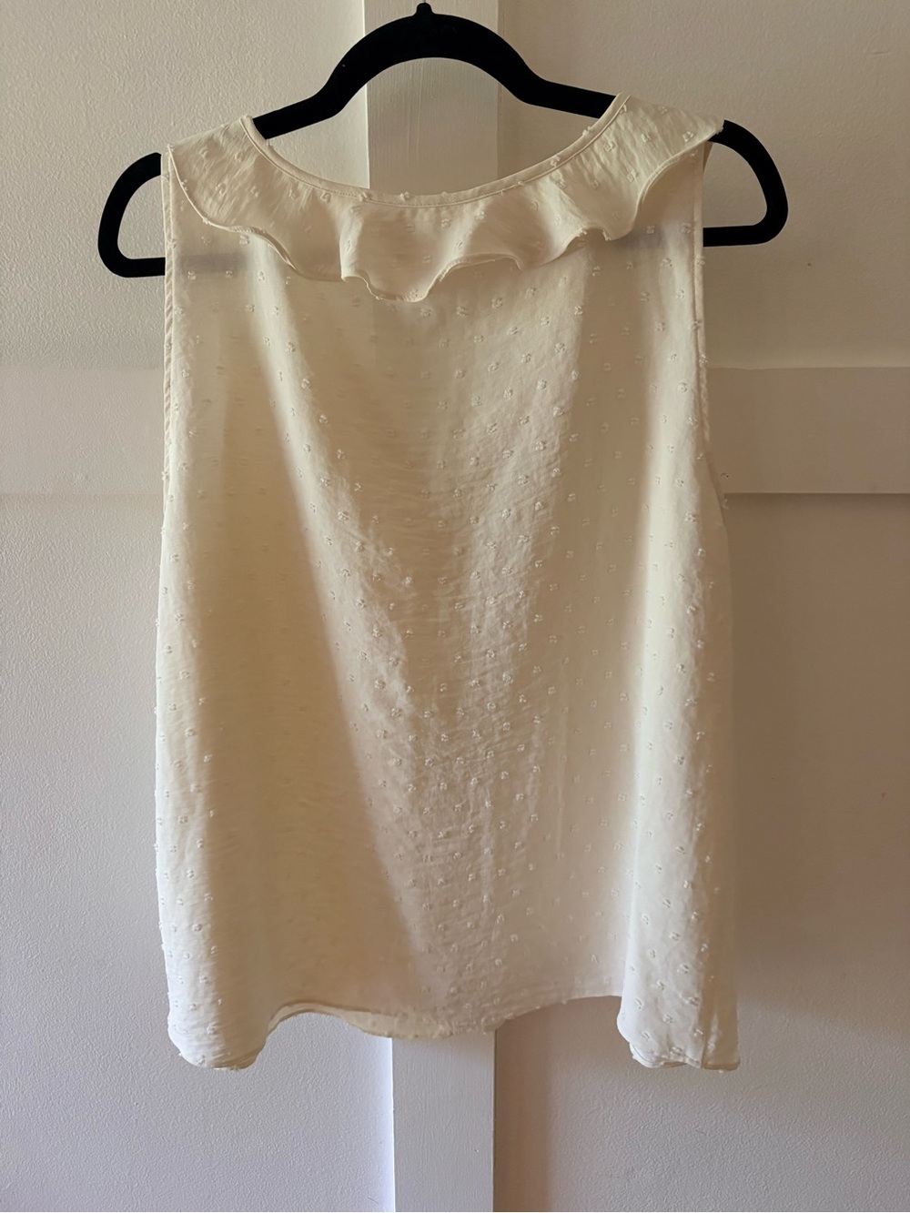 LC Lauren Conrad Ivory Ruffle V-Neck Swiss Dot Blouse - Picture 8 of 11
